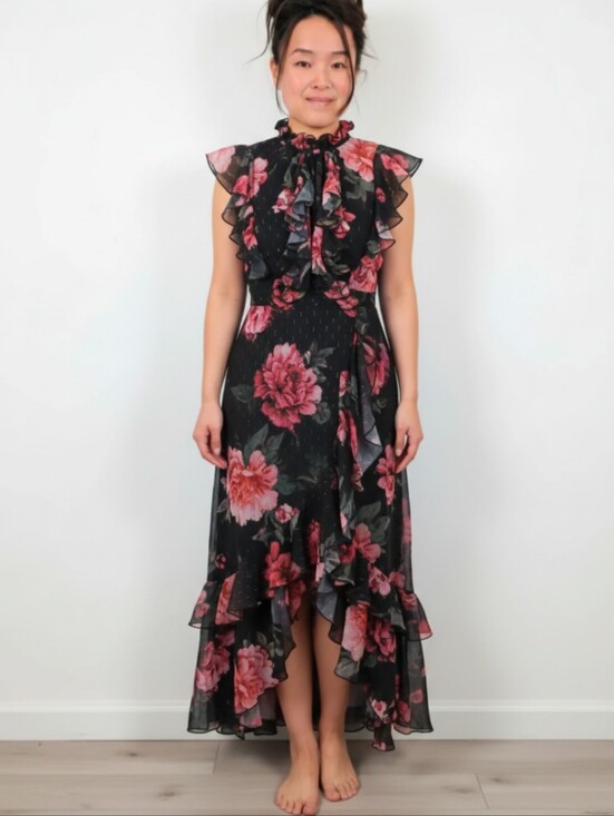 Lipsy Dresses & Skirts - Maxi Dress with Red Floral Design